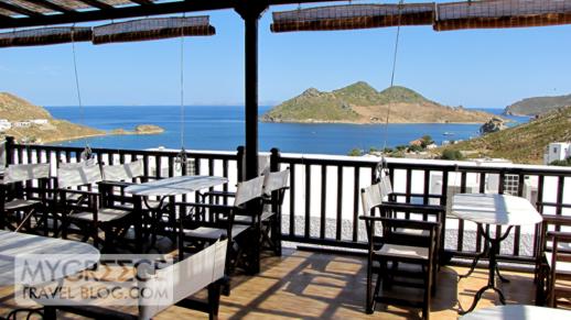 Breakfast terrace at the Hotel Golden Sun at Grikos Bay