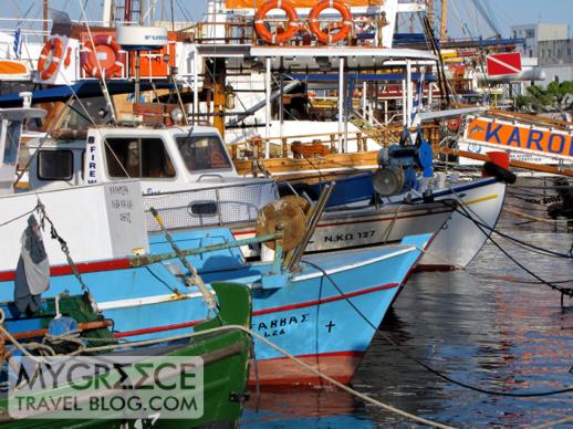 fishing boats and tour boats in Kos Town harbour