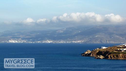 Tinos island viewed from Hotel Tagoo Mykonos