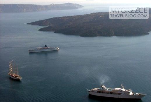 cruise ships at Santorini