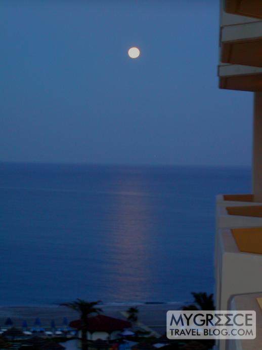 full moon above Kallithea beach Rhodes in 2004 