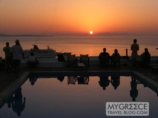 Hotel Tagoo swimming pool terrace at sunset