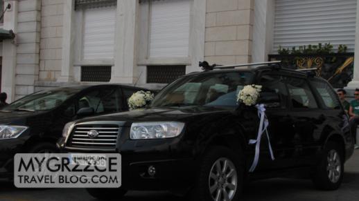 wedding car at Hotel Grande Bretagne in Athens