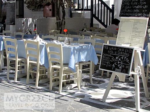 a taverna at Goumenio Square in Mykonos Town