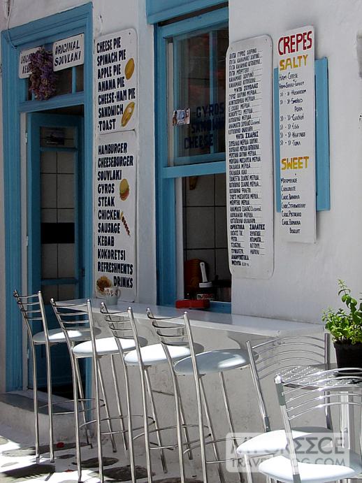 a fast food cafe in Mykonos Town