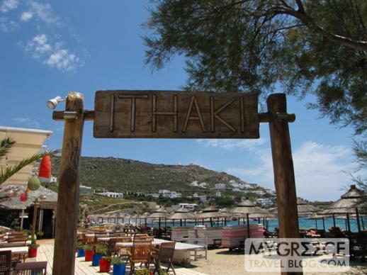 Ithaki taverna at Ornos beach on Mykonos