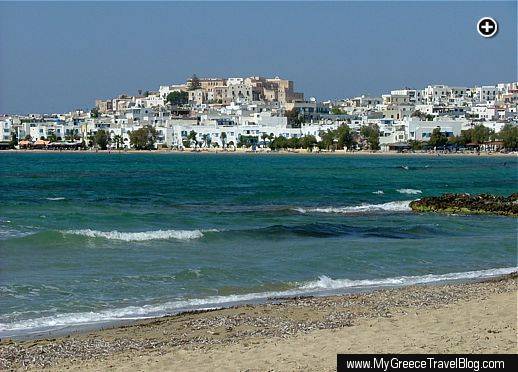 Approaching Naxos Town from the south end of St George's beach on Naxos