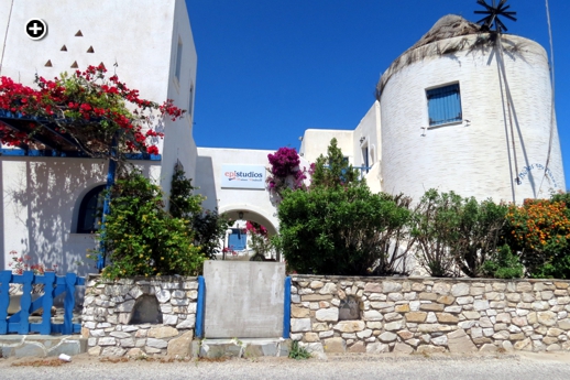 Street view of the Epi Studios building and Matsas Windmill