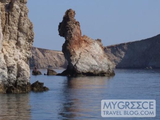 A rock formation in the sea off Milos