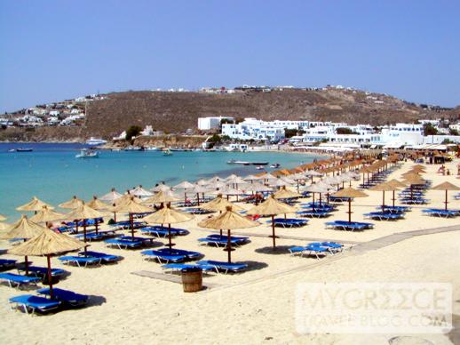 Platis Gialos beach on Mykonos