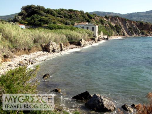 the coastline below the Andromeda Hotel