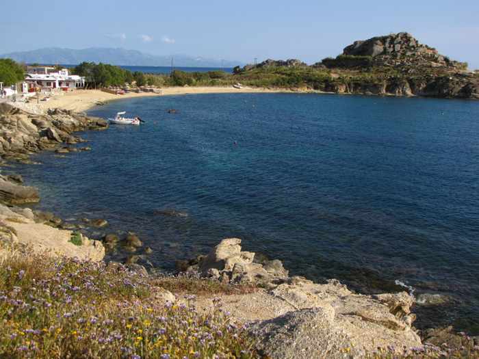 View toward Agia Anna Paraga beach on Mykonos 