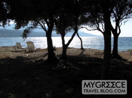 Andromeda Hotel Samos seaside sunbathing area
