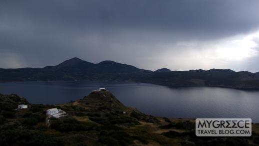 stormclouds passing over western Milos