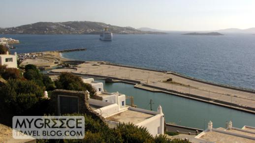 Mykonos Town waterfront marina 