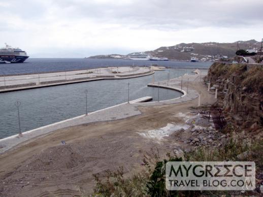 Mykonos Town waterfront marina construction