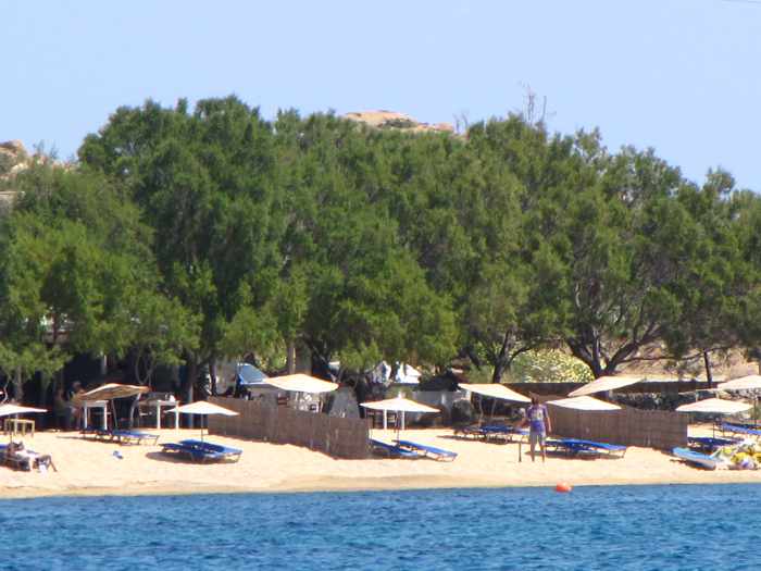 sunbeds on Agia Anna beach on Mykonos