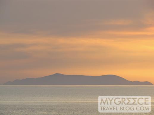 sunset view of Gialos island from Rochari Hotel 