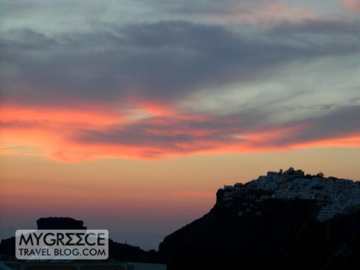 Imerovigli village on Santorini at sunset