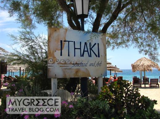 Ithaki taverna at Ornos beach on Mykonos 