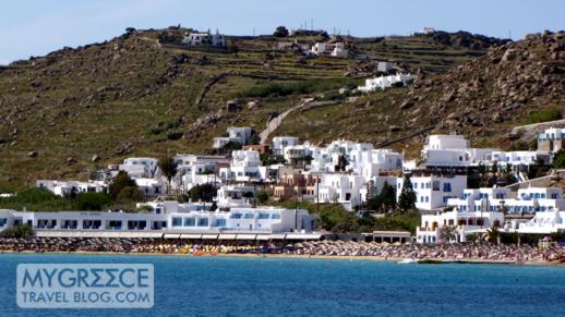 Platis Gialos beach on Mykonos