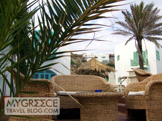 A beachside bar at Platis Gialos Mykonos