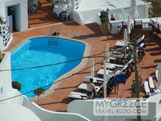 a swimming pool in Firostefani on Santorini