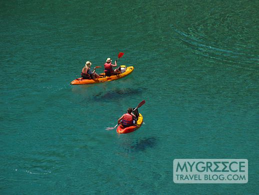 kayaks in Kolitsani bay on Ios