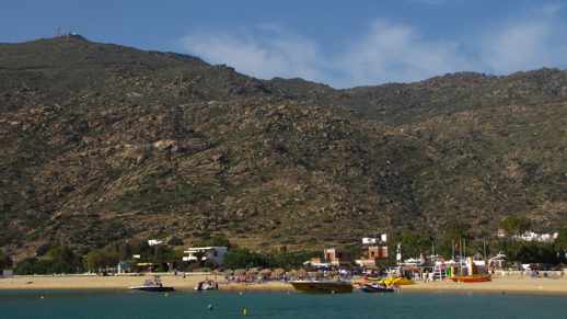 mountains behind Mylopotas beach on Ios island