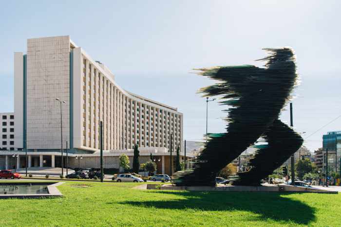 This is Athens photo of Dromeas sculpture in Athens