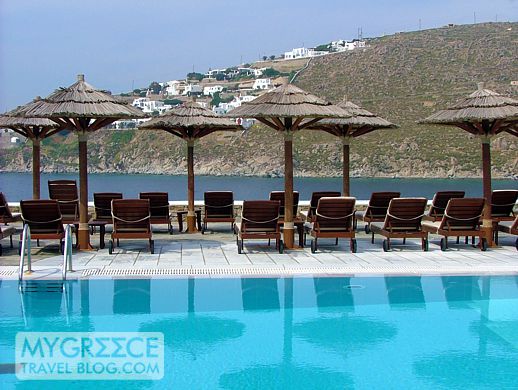 Swimming pool views at Petasos Beach Resort & Spa Mykonos
