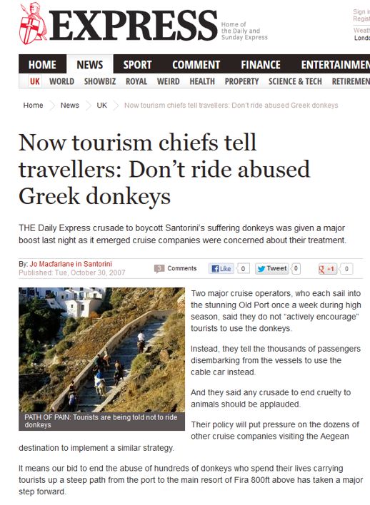 Daily Express donkey article