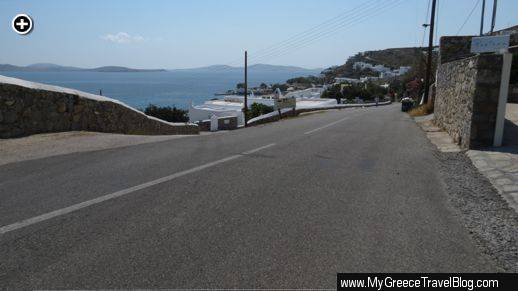 Looking down the main road through the Agios Ioannis resort area of Mykonos