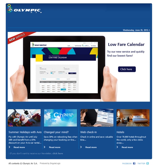 Aegean Olympic add low fare calendars to websites MY GREECE TRAVEL