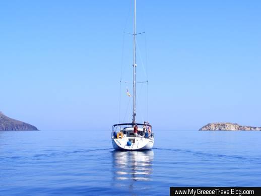 sailboat off the coast of Milos