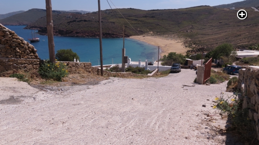 The view from the top the of the road leading to Agios Sostis beach on Mykonos