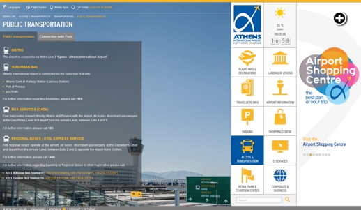 Public Transportation services page of the new Athens International Airport website