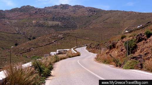 The road from Panormos to Agios Sostis on Mykonos 
