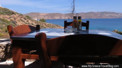 a table at Kiki's Taverna at Agios Sostis Mykonos