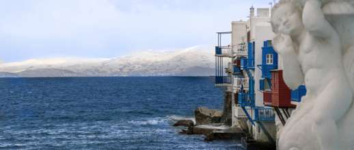 Achim Eckhardt photo showing a view of Tinos from Little Venice on Mykonos