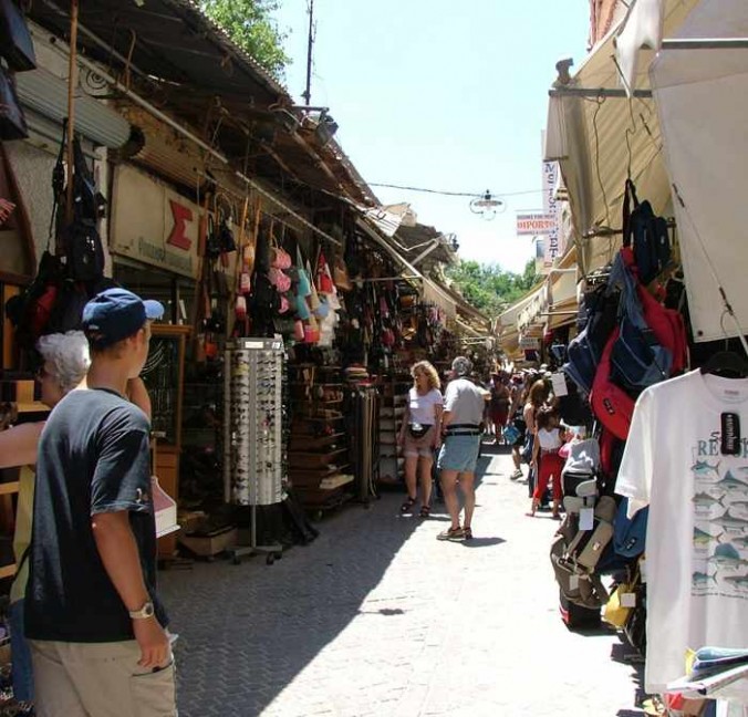 a shop lined lane in Chania