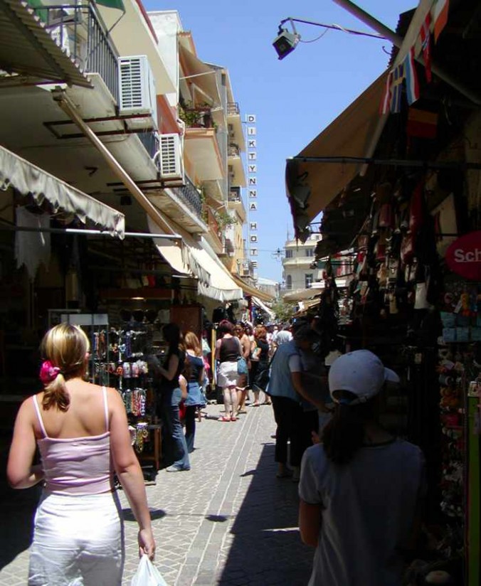 a shopping area in Chania