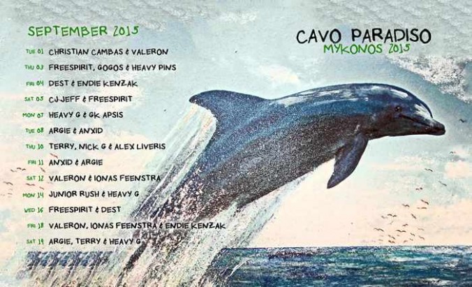 Cavo Paradiso Mykonos DJ lineup for September 2015