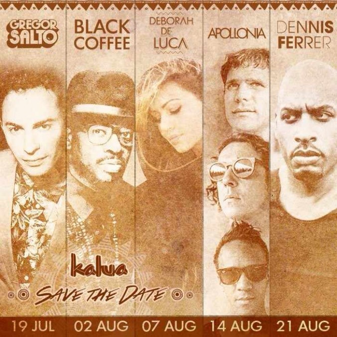 Kalua bar Mykonos party lineup for July and August 2015