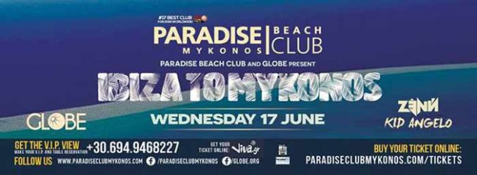 Paradise Beach Club Mykonos Ibiza to Mykonos party June 17 2015