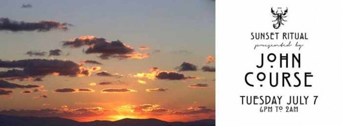 Sunset Ritual with John Course July 7 2015 at Scorpios beach club Mykonos
