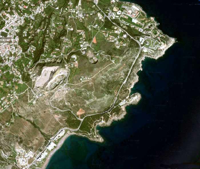 Google map image of the Kallithea area of Rhodes