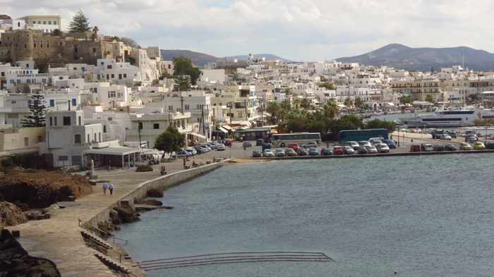 the swimming area near the Naxos ferry port