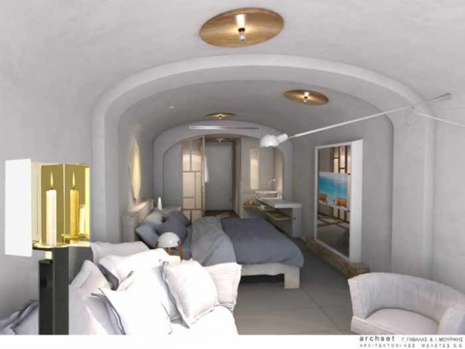 Interior of a room at Mykonos Blanc Hotel seen in image from hotel Facebook page