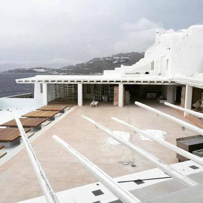 Kiku Mykonos at Cavo Tagoo Facebook page photo of restaurant renovation